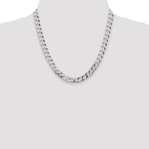 Sterling Silver 8.5mm Beveled Curb Chain-WBC-QFB210-20
