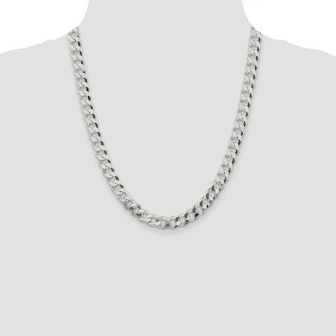 Sterling Silver 8.5mm Beveled Curb Chain-WBC-QFB210-22