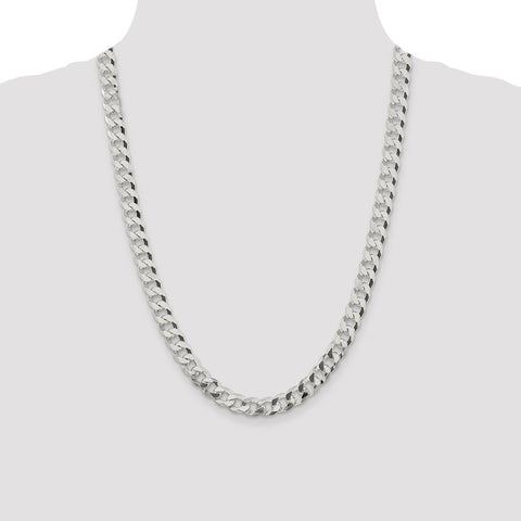 Sterling Silver 8.5mm Beveled Curb Chain-WBC-QFB210-24