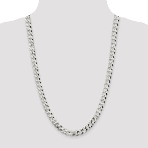 Sterling Silver 8.5mm Beveled Curb Chain-WBC-QFB210-26