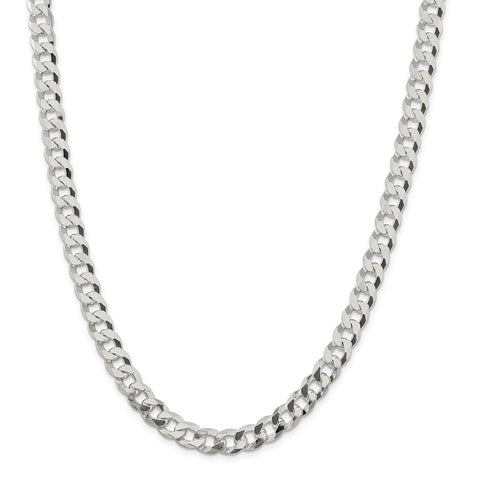 Sterling Silver 8.5mm Beveled Curb Chain-WBC-QFB210-26