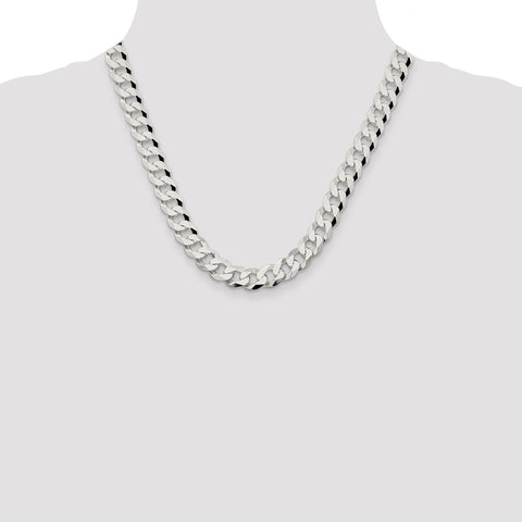 Sterling Silver 10.6mm Beveled Curb Chain-WBC-QFB250-20