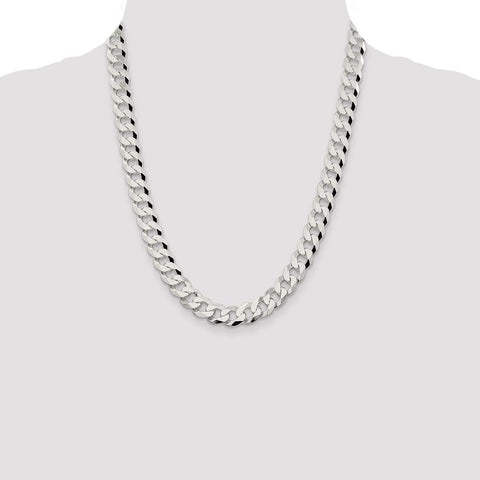 Sterling Silver 10.6mm Beveled Curb Chain-WBC-QFB250-22
