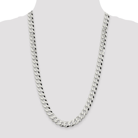 Sterling Silver 10.6mm Beveled Curb Chain-WBC-QFB250-26