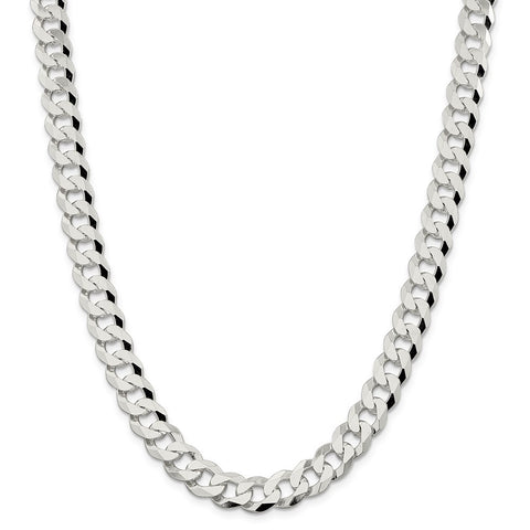 Sterling Silver 10.6mm Beveled Curb Chain-WBC-QFB250-26