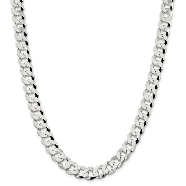Sterling Silver 10.6mm Beveled Curb Chain-WBC-QFB250-22