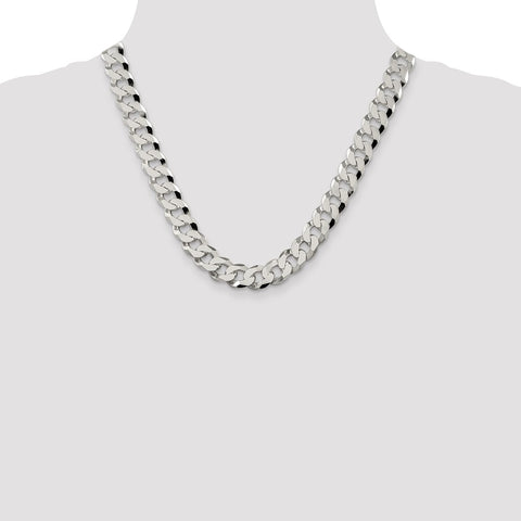 Sterling Silver 12.3mm Beveled Curb Chain-WBC-QFB300-20