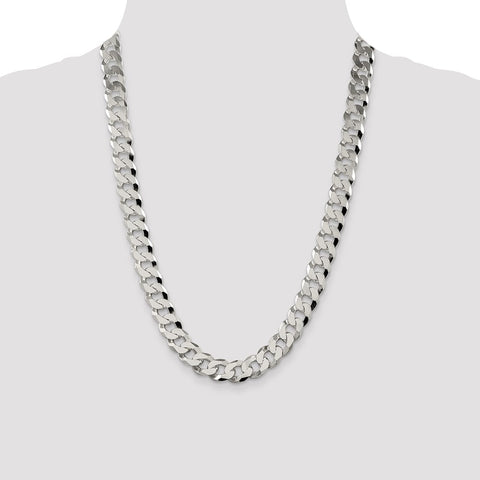 Sterling Silver 12.3mm Beveled Curb Chain-WBC-QFB300-24