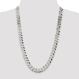 Sterling Silver 12.3mm Beveled Curb Chain-WBC-QFB300-26