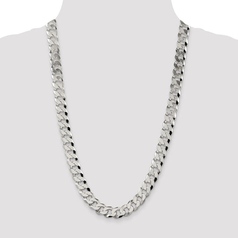 Sterling Silver 12.3mm Beveled Curb Chain-WBC-QFB300-26