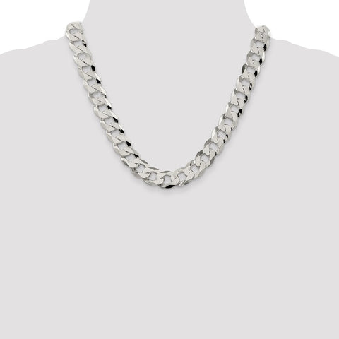 Sterling Silver 13mm Beveled Curb Chain-WBC-QFB310-20