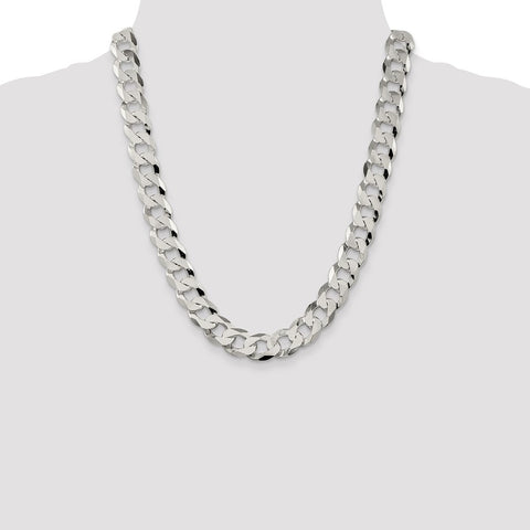 Sterling Silver 13mm Beveled Curb Chain-WBC-QFB310-22