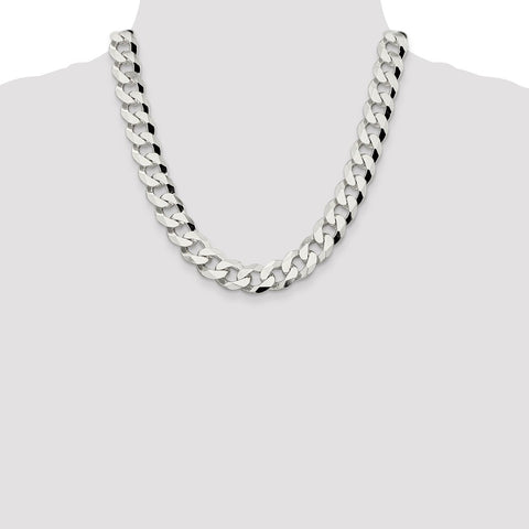 Sterling Silver 14mm Beveled Curb Chain-WBC-QFB350-20