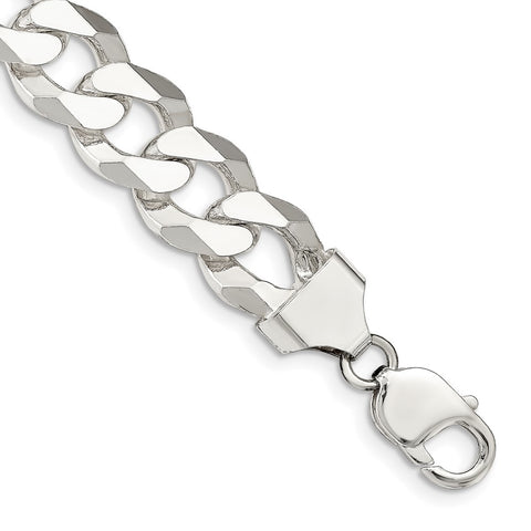 Sterling Silver 14mm Beveled Curb Chain-WBC-QFB350-9