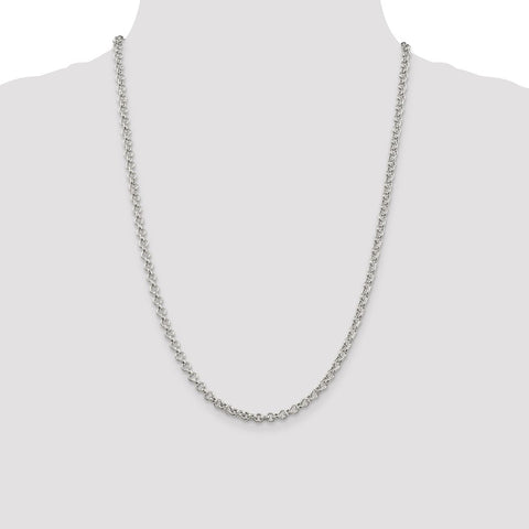 Sterling Silver 4.25mm Semi-solid Rolo Chain-WBC-QFC106-24