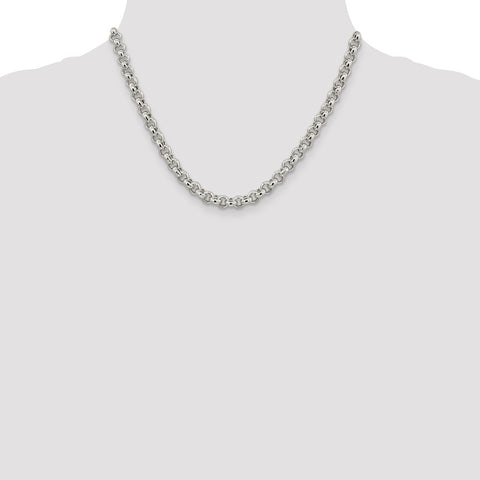 Sterling Silver 6.5mm Semi-solid Rolo Chain-WBC-QFC107-18