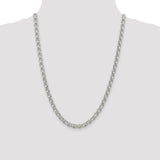 Sterling Silver 6.5mm Semi-solid Rolo Chain-WBC-QFC107-24
