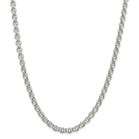 Sterling Silver 6.5mm Semi-solid Rolo Chain-WBC-QFC107-16