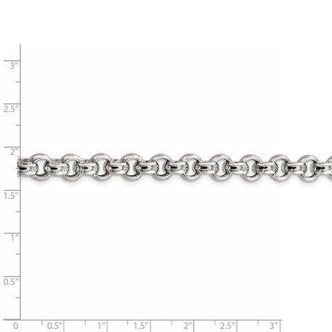 Sterling Silver 7.75mm Semi-solid Rolo Chain-WBC-QFC108-8