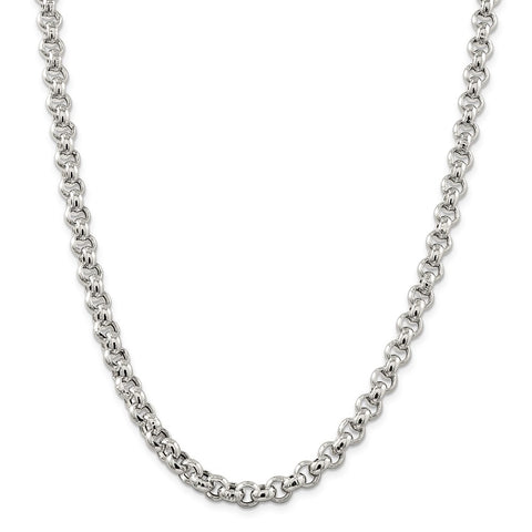 Sterling Silver 7.75mm Semi-solid Rolo Chain-WBC-QFC108-18