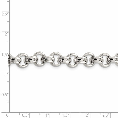 Sterling Silver 9.5mm Semi-solid Rolo Chain-WBC-QFC109-7.5