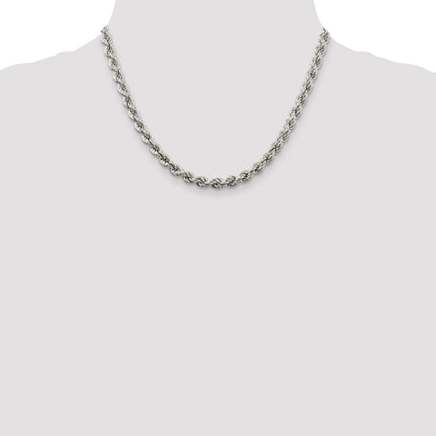 Sterling Silver 6.4mm Semi-solid Rope Chain-WBC-QFC120-18