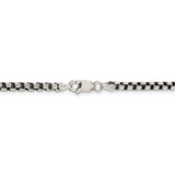 Sterling Silver Antiqued 3.5mm D/C Round Box Chain-WBC-QFC136-24