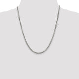 Sterling Silver Antiqued 3.5mm D/C Round Box Chain-WBC-QFC136-22