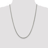 Sterling Silver Antiqued 3.5mm D/C Round Box Chain-WBC-QFC136-24