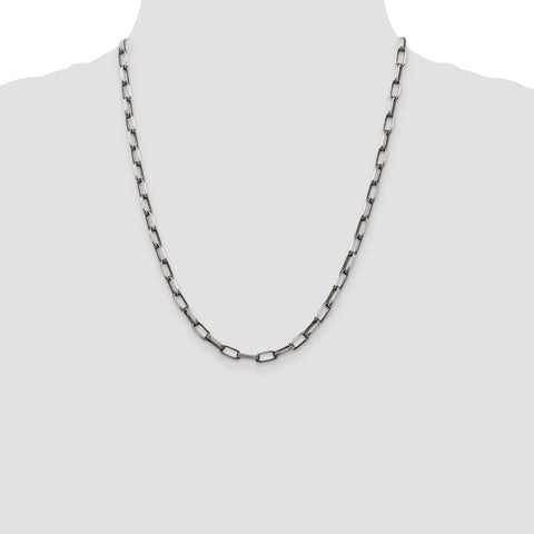 Sterling Silver Antiqued 4.8mm Elongated Open Link Chain-WBC-QFC139-22