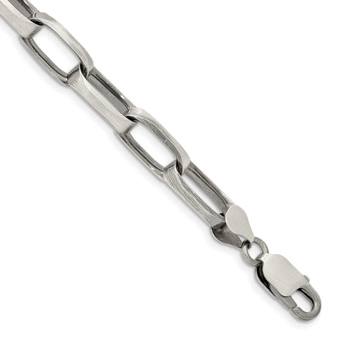 Sterling Silver Antiqued 8mm Elongated Open Link Chain-WBC-QFC140-8.5