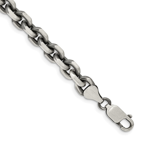 Sterling Silver Antiqued 7.0mm D/C Elongated Open Link Chain-WBC-QFC144-8.5