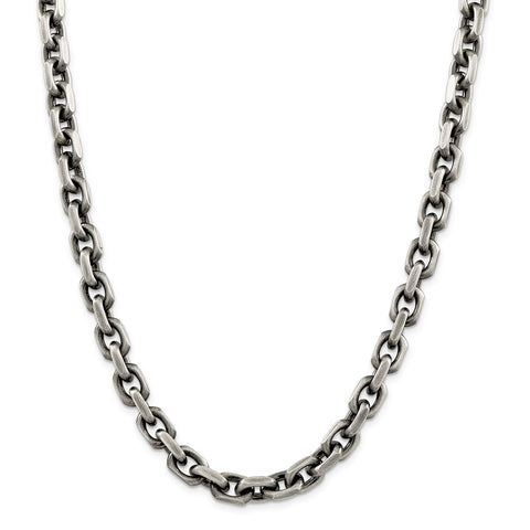 Sterling Silver Antiqued 8.6mm D/C Elongated Open Link Chain-WBC-QFC145-20