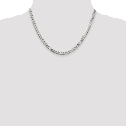Sterling Silver Polished 5mm Curb Chain-WBC-QFC147-18