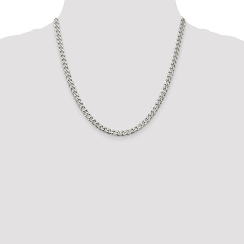 Sterling Silver Polished 5mm Curb Chain-WBC-QFC147-20