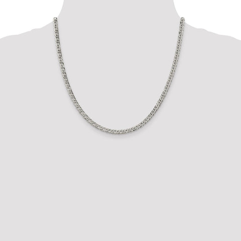 Sterling Silver 4.25mm 6 Side D/C Flat Double Curb Chain-WBC-QFC152-20