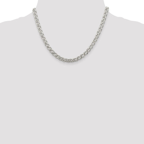 Sterling Silver 5.25mm 6 Side D/C Flat Double Curb Chain-WBC-QFC153-18