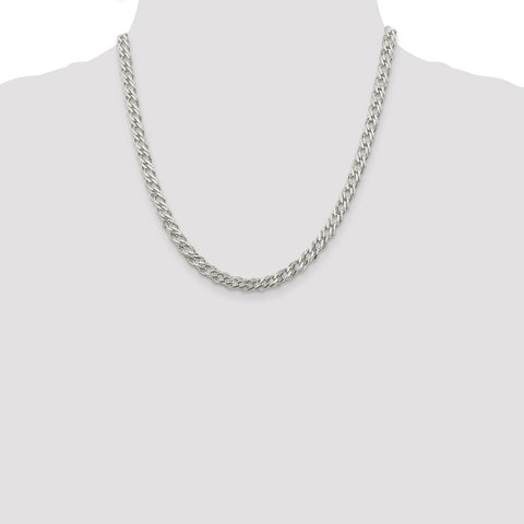 Sterling Silver 5.25mm 6 Side D/C Flat Double Curb Chain-WBC-QFC153-20