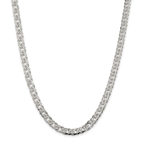 Sterling Silver 6.25mm 6 Side D/C Flat Double Curb Chain-WBC-QFC154-20