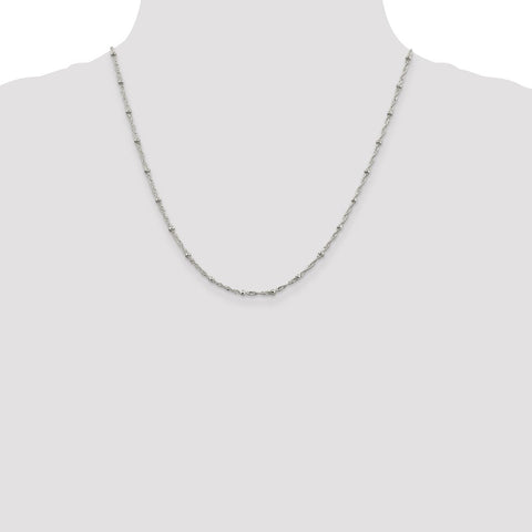 Sterling Silver 2.5mm Singapore w/ Beads Chain-WBC-QFC165-20