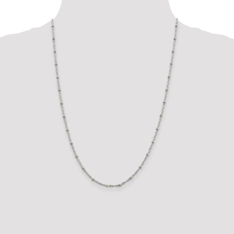 Sterling Silver 2.5mm Singapore w/ Beads Chain-WBC-QFC165-24