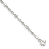 Sterling Silver 2.5mm Singapore w/ Beads Chain Anklet-WBC-QFC165-9