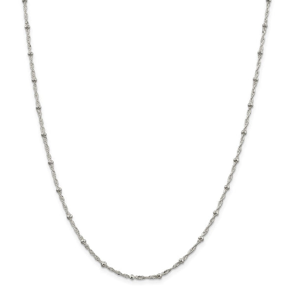 Sterling Silver 2.5mm Singapore w/ Beads Chain-WBC-QFC165-18