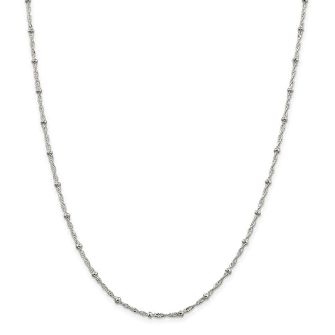 Sterling Silver 2.5mm Singapore w/ Beads Chain-WBC-QFC165-16