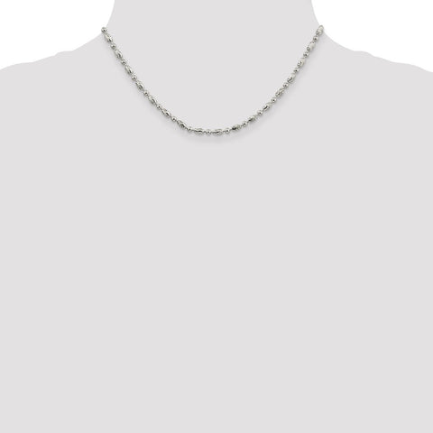 Sterling Silver 3mm Polished and Textured Fancy Beaded Chain-WBC-QFC167-16