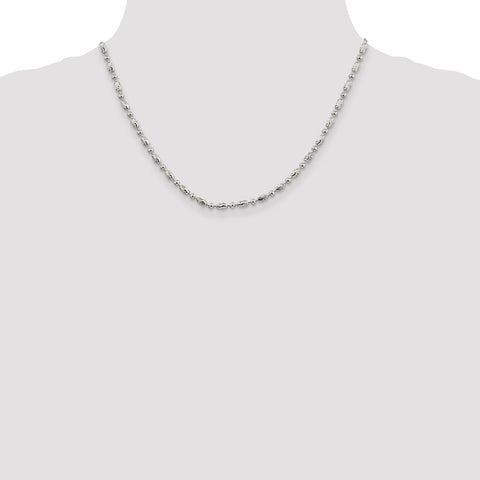 Sterling Silver 3mm Polished and Textured Fancy Beaded Chain-WBC-QFC167-18