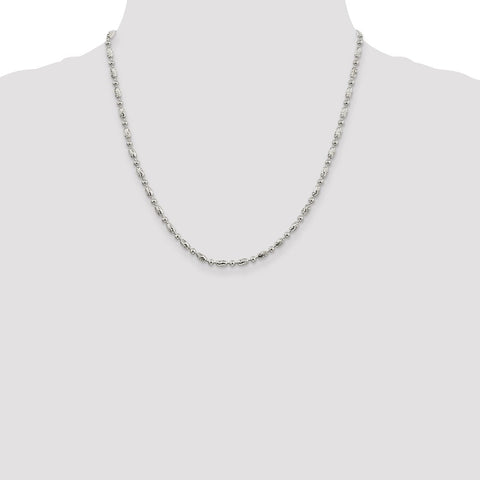 Sterling Silver 3mm Polished and Textured Fancy Beaded Chain-WBC-QFC167-20