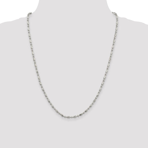 Sterling Silver 3mm Polished and Textured Fancy Beaded Chain-WBC-QFC167-24