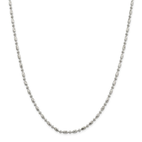 Sterling Silver 3mm Polished and Textured Fancy Beaded Chain-WBC-QFC167-20