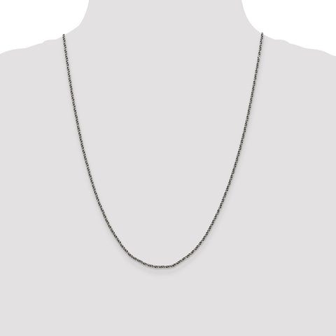 Sterling Silver Ruthenium-plated 1.7mm Twisted Tight Wheat Chain-WBC-QFC200-24